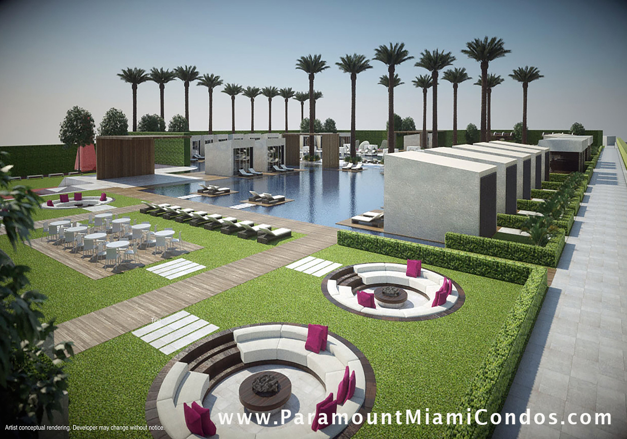 Paramount Miami Worldcenter Condos 9th Floor Roofdeck Seating